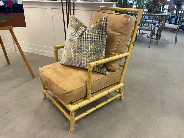 TAN CUSHION SIDE CHAIR BAMBOO
