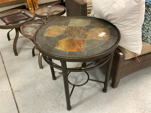 ROUND STONE TOP END TABLE