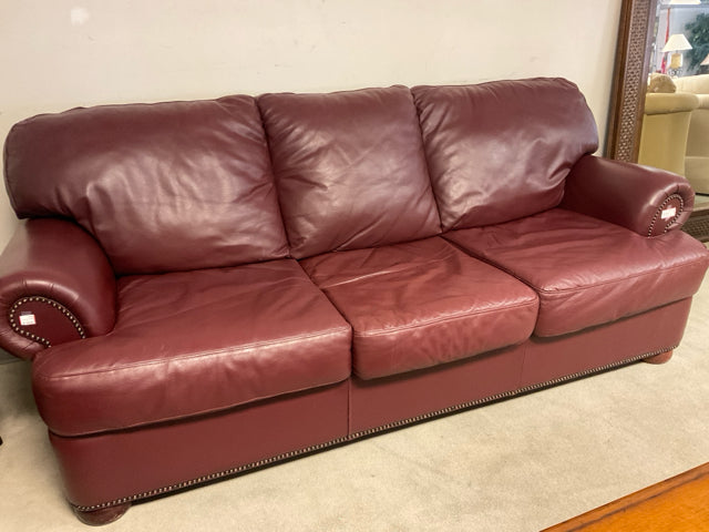 BURGUNDY LEATHER SOFA
