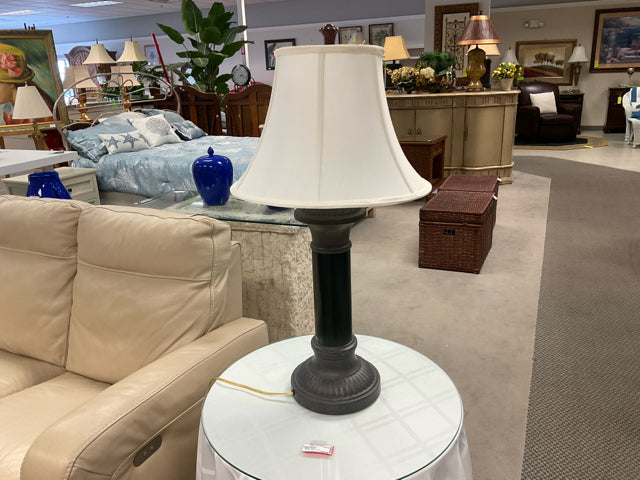 BLK/GRAY LAMP - IVORY SHADE