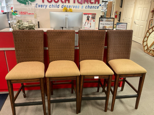 STOOLS - SET OF FOUR WITH LIGHT UPHOLSTERY