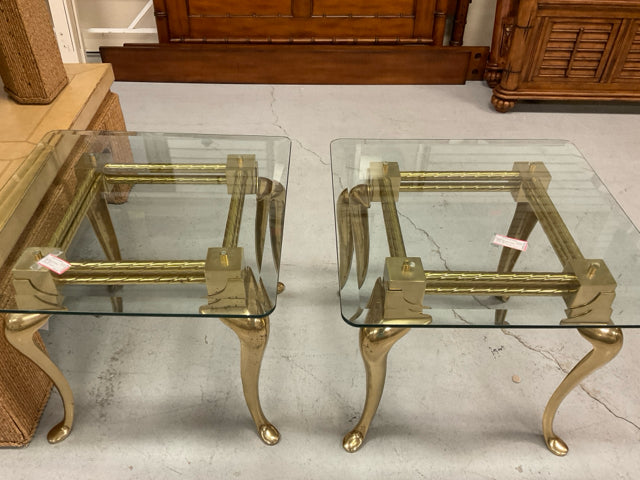 CONTEMPORARY GOLD LEG GLASS TOP END TABLE