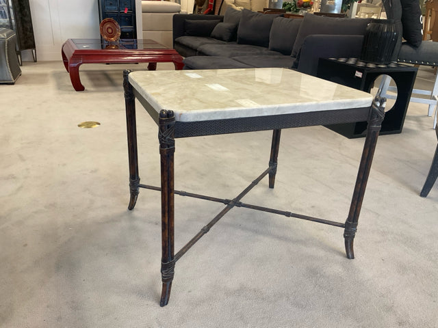 24" H 28X23 SOLID MARBLE TOP END TABLE