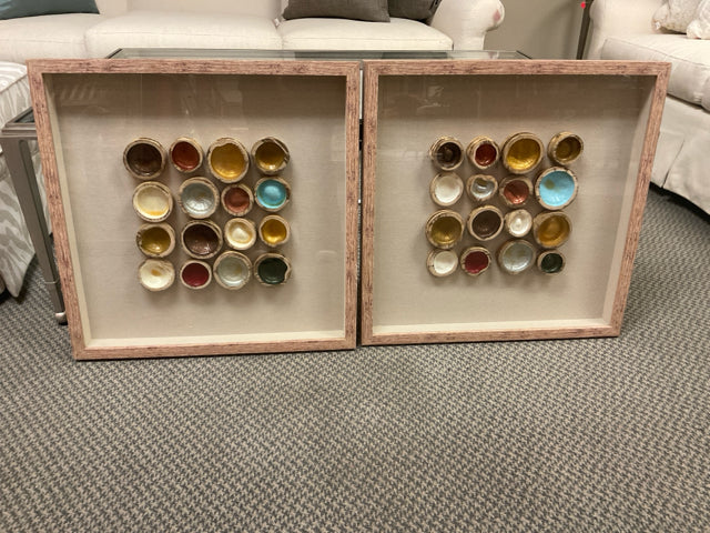 2PC RESIN CIRCULAR ARTWORK SHADOW BOXES