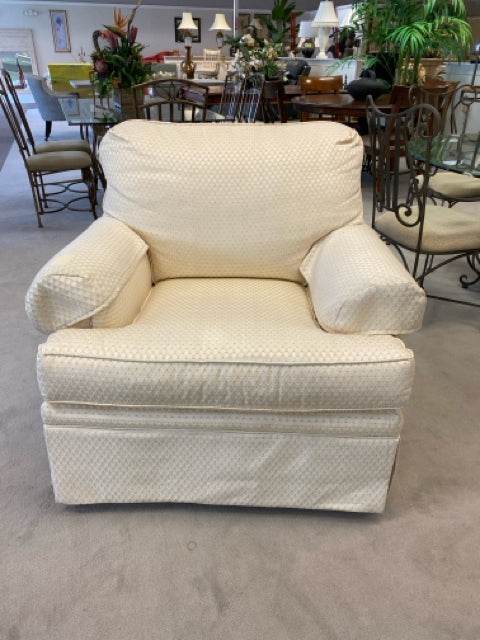 ROLLED ARMCHAIR - IVORY UPHOLSTERED