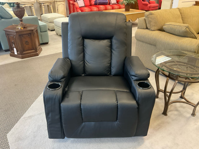 BLACK FAUX LEATHER RECLINING CHAIR
