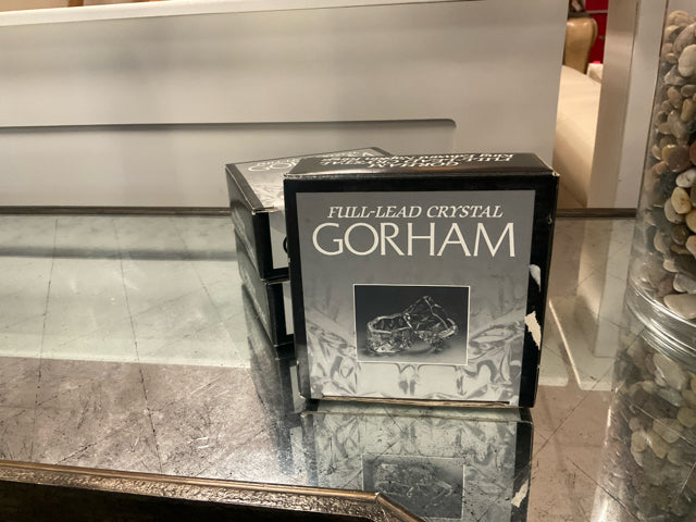 GORHAM 4 PC LEAD CRYSTAL NAPKIN RING HOLDERS