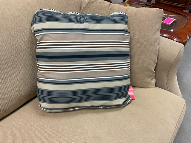 TAN AND GREY STRIPED PILLLOW 18X18