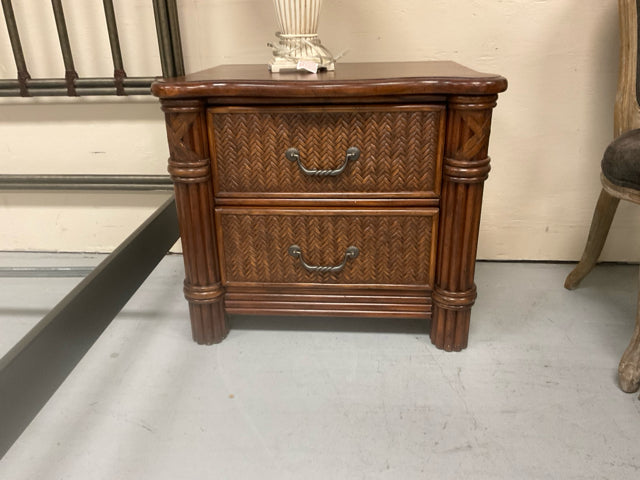 TOMMY BAHAMA LEXINGTON RATTAN FRONT 2 DRAWER NIGHTSTAND