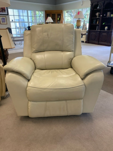 CREAM LEATHER POWER RECLINER