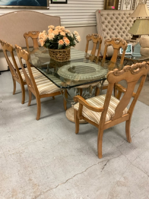 89" x 45" DINING TABLE W/, THICK GLASS TOP