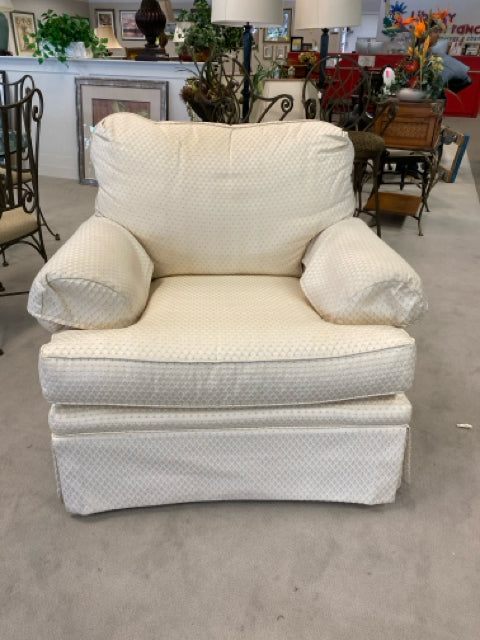 ROLLED ARMCHAIR - IVORY UPHOLSTERED