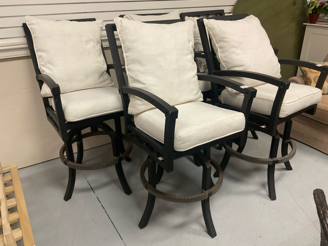 PATIO BAR STOOL WHT CUSHION METAL FRAME
