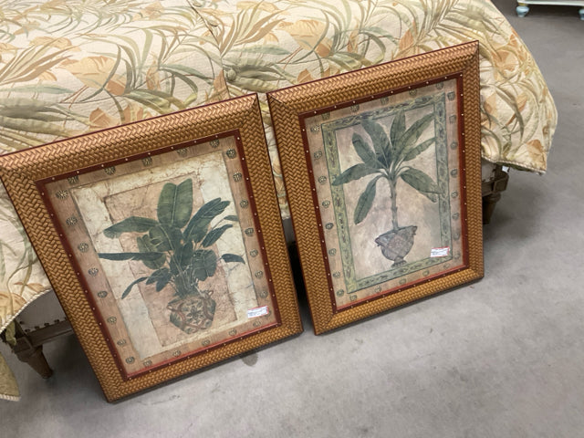 PALM TREES /RATTAN FRAME