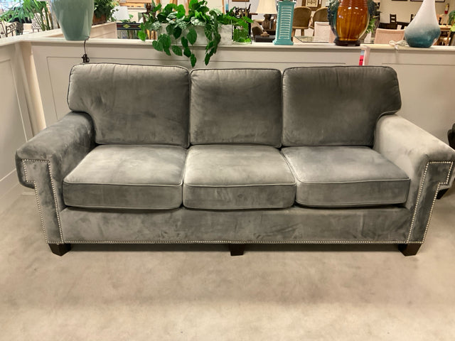 GREY SOFA W/ SILVER BEAD TRIM