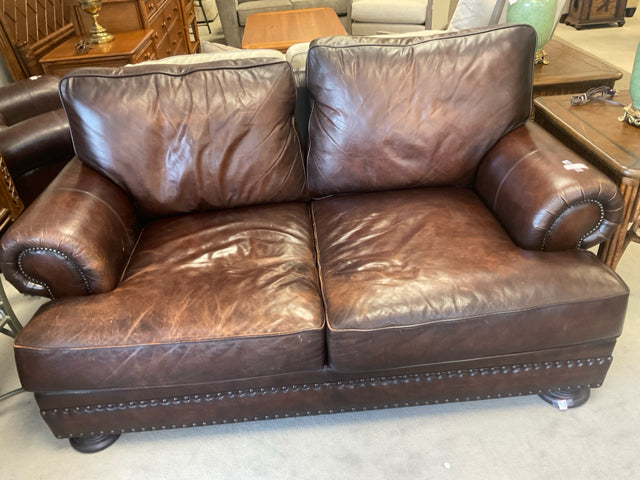 BERNTHART VINTAGE DISTRESSED LEATHER LOVE SEAT