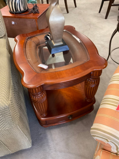 TROPICAL  RATTAN/WOOD END TABLE